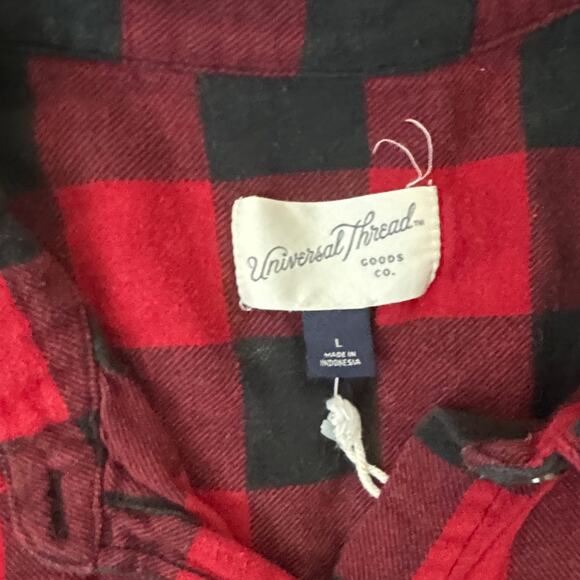 Universal Thread Red and Black Plaid Button-Down Shirt - Picture 2 of 4